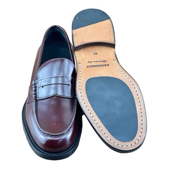 DSQUARED2 Mens Dark Red Penny Loafers Handmade In Italy Size 8.5-9| 42 - Picture 7 of 7